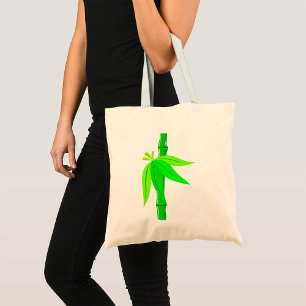 Green Bamboo Stalk with Tropical Leaves Tote Bag