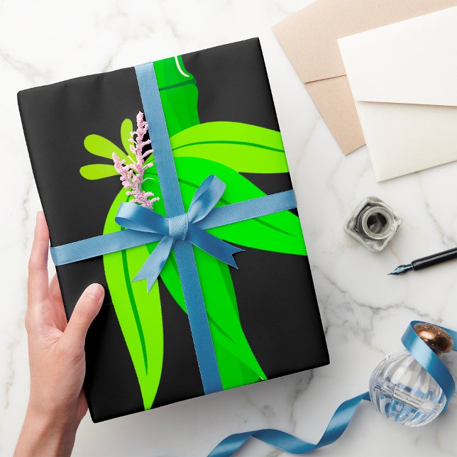 Green Bamboo Stalk with Tropical Leaves  Wrapping Paper (Creator Uploaded)