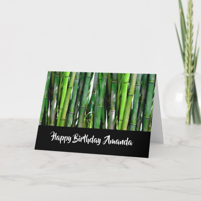 Green Bamboo Stalks Nature Photography Birthday Card (Front)