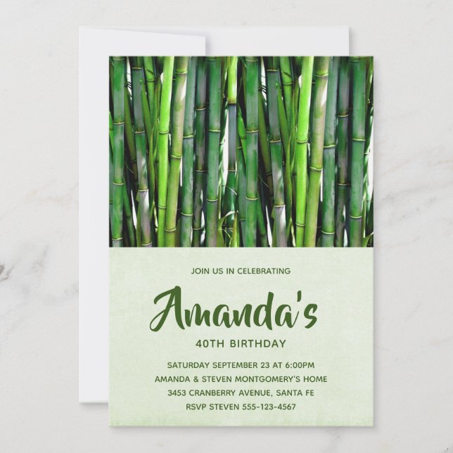 Green Bamboo Stalks Nature Photography Birthday Invitation (Front)
