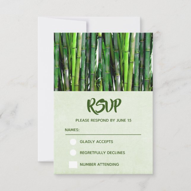 Green Bamboo Stalks Nature Photography Birthday RSVP Card (Front)