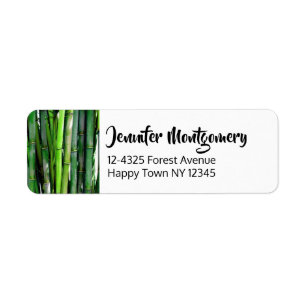 Green Bamboo Stalks Nature Photography Return Address Label