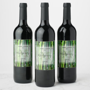 Green Bamboo Stalks Nature Photography Wine Making Label