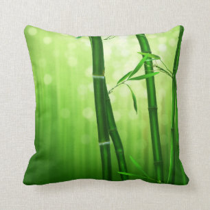 Green Bamboo With Pale Bokeh Lights In The Back Cushion