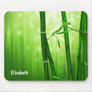 Green Bamboo With Pale Bokeh Lights In The Back Mouse Pad