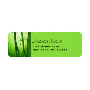 Green Bamboo With Pale Bokeh Lights In The Back Return Address Label