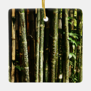 Green Bamboo With Thai Engravings Ceramic Ornament