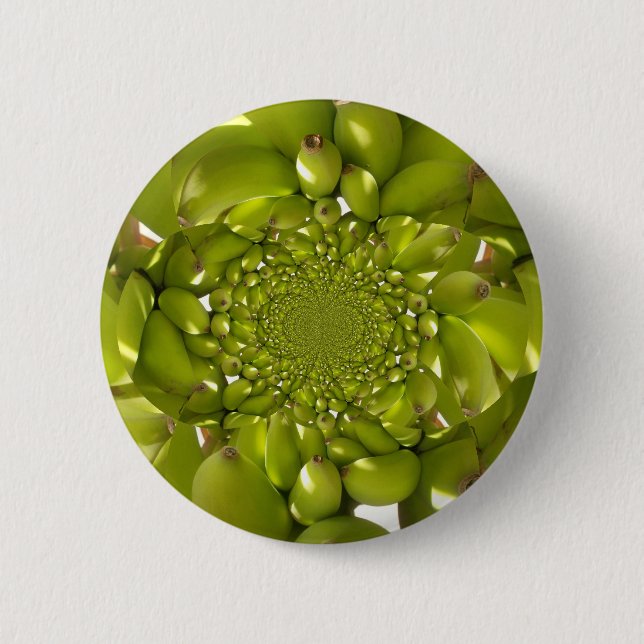 Green Banana Kaleidoscope Art Print/Graphic 6 Cm Round Badge (Front)