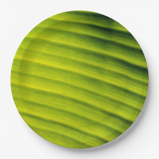 Green Banana leaf texture background Paper Plate (Front)