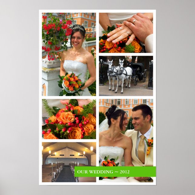 Green band 6 multi photo collage memories keepsake poster (Front)