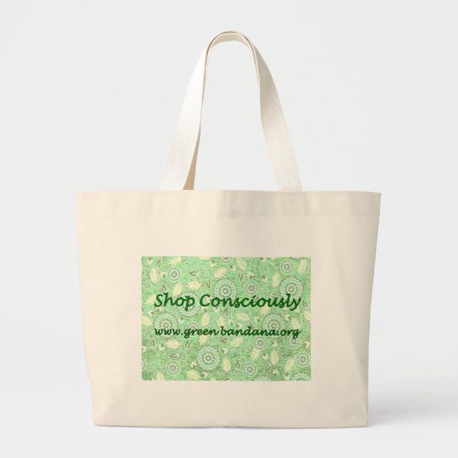 Green Bandanna Large Tote Bag (Front)
