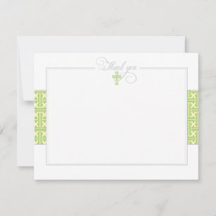 Green Baptismal Flat Thank You Note Card