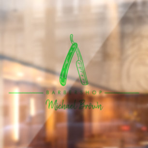 green Barber Razor Logo Business