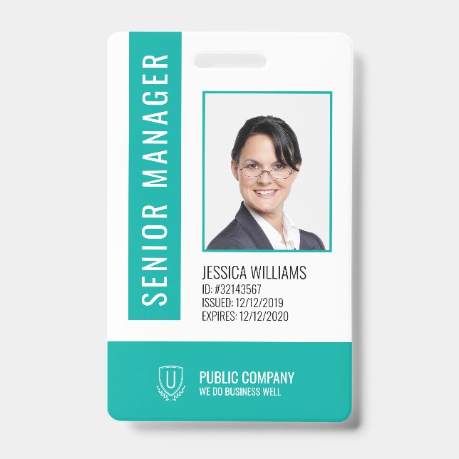 Green Barcode Staff Employee ID Badge (Front)