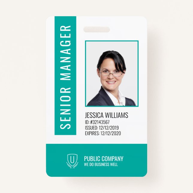 Green Barcode Staff Employee ID Badge (Front)