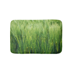 Green barley field, spring closeup. bath mat