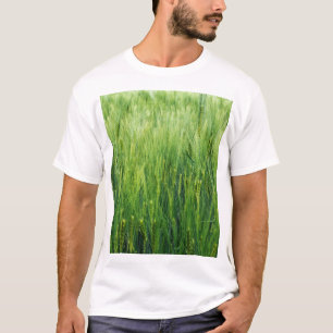 Green barley field, spring closeup. T-Shirt