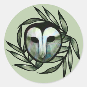Green Barn Owl                                     Classic Round Sticker