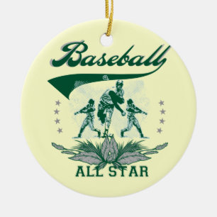 Green Baseball All Star T-shirts and Gifts Ceramic Tree Decoration