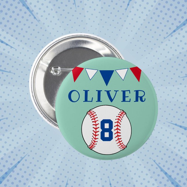 Green Baseball Ball Bunting Flags Kids Birthday  6 Cm Round Badge (Creator Uploaded)