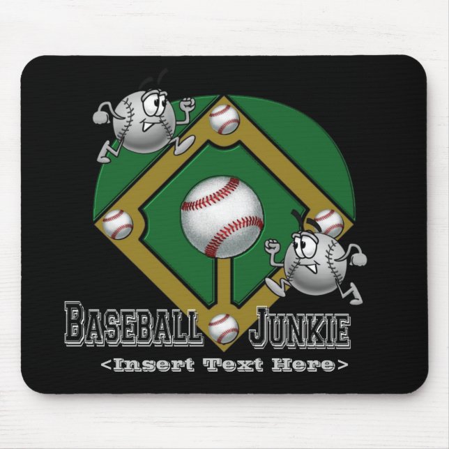 Green Baseball Cartoon Mouse Pad (Front)