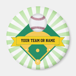 Green Baseball Field with Custom Team Name Magnet