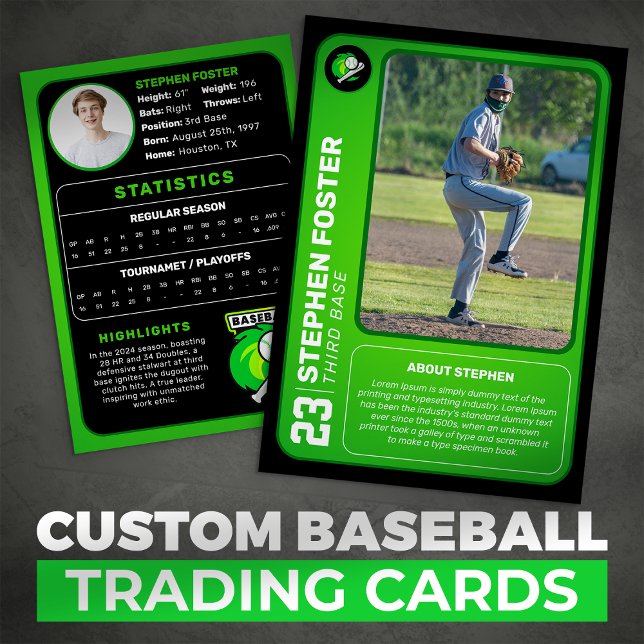 Green Baseball Trading Card Gift Baseball Player  (Creator Uploaded)