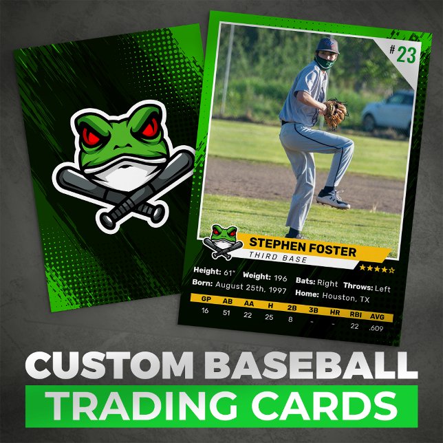 Green Baseball Trading Card Photo Baseball Logo (Creator Uploaded)