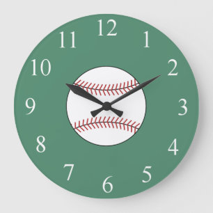 Green Baseball Wall Clock 