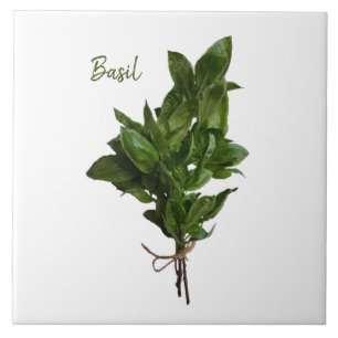 Green Basil Herb Ceramic Tile