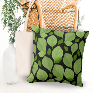 Green Basil Leaf Herb Pattern Cushion