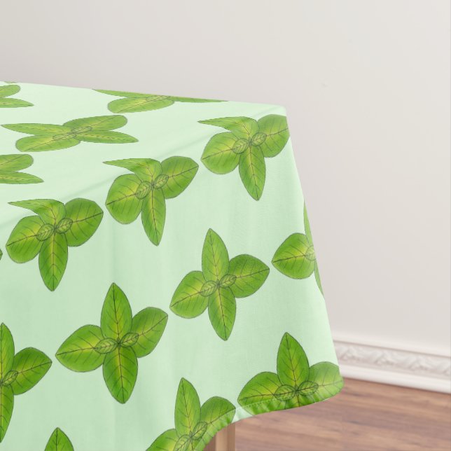 Green Basil Leaf Leaves Herb Garden Cooking Tablecloth (In Situ)