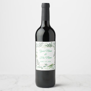 Green Basil Leaves Border Thunder_Cove  Wine Label