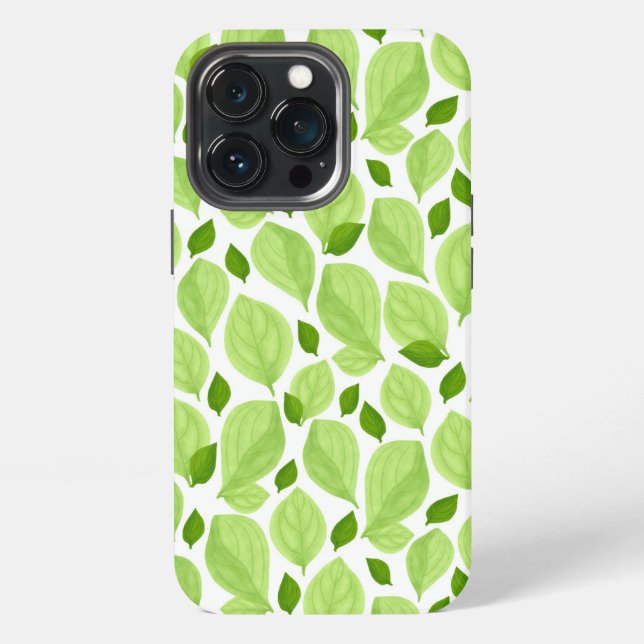 Green Basil Leaves Herb Plant Pattern  iPhone Case (Back)