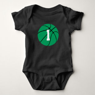 Green Basketball Custom Jersey Number Baby Bodysuit