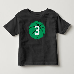 Green Basketball Kid Custom Jersey Number Toddler T-Shirt