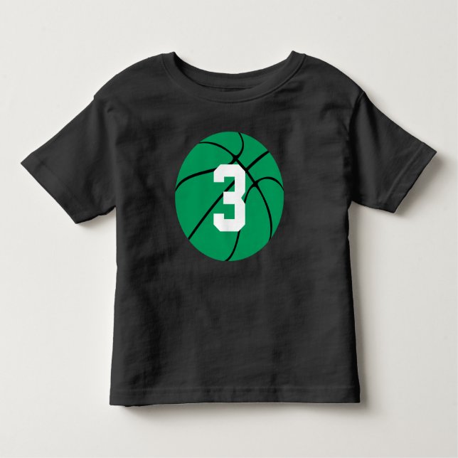 Green Basketball Kid Custom Jersey Number Toddler Toddler T-Shirt (Front)