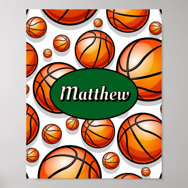 Green basketball pattern name  poster (Front)