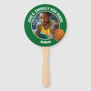 Green Basketball Player Photo High School Spirit Hand Fan