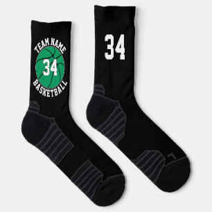 Green Basketball Player Team Name & Number Sports Socks