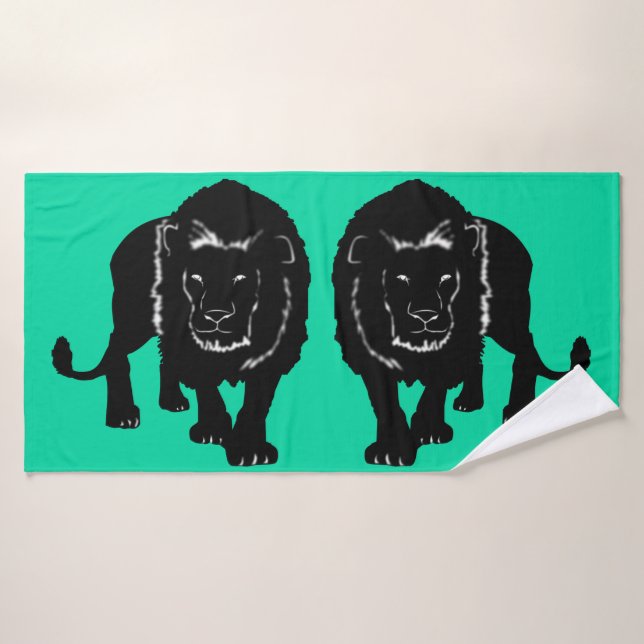 Green Bath Towel with Lion - Choose Colour (Bath Towel)