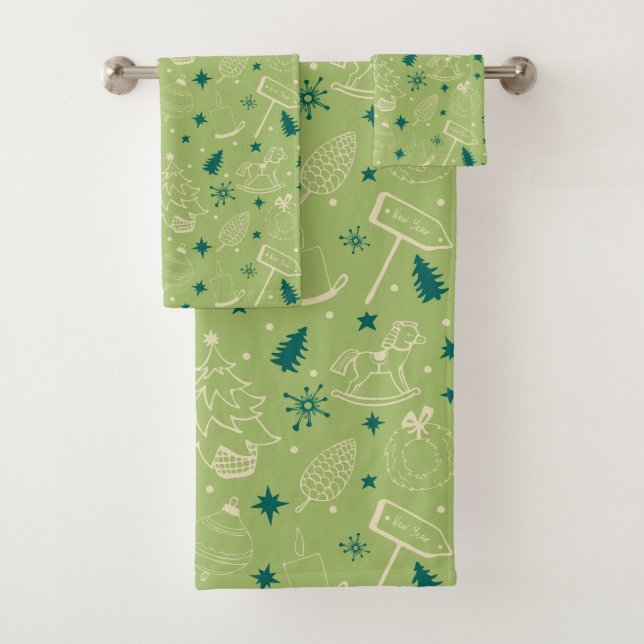 Green Bath Towels Set (Insitu)