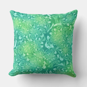 green batik flowers pillow
