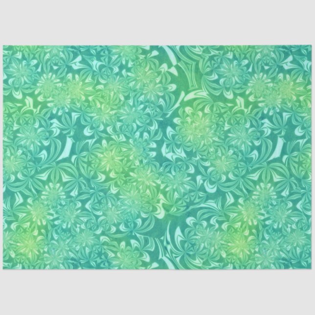 green batik flowers tissue paper (Front)