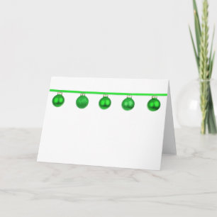 Green Baubles on Ribbon Christmas Card