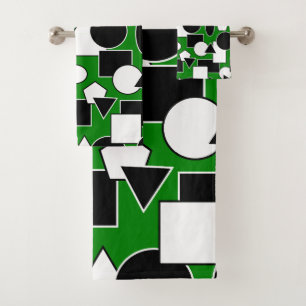 Green Bauhaus Collage  Bath Towel Set