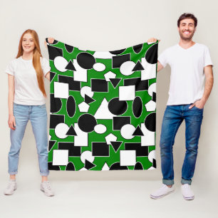 Green Bauhaus Collage Fleece Blanket