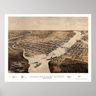 Green Bay, WI Panoramic Map - 1867 Poster