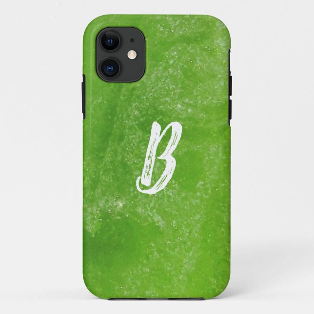Green Beach Sea Glass Monogrammed Minimal Simple Case-Mate iPhone Case (Back)