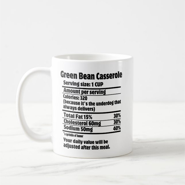 Green Bean Casserole Nutrition Fact.w Coffee Mug (Left)